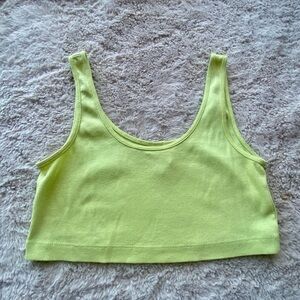 Divided Neon Green Cropped Ribbed Tank Size M